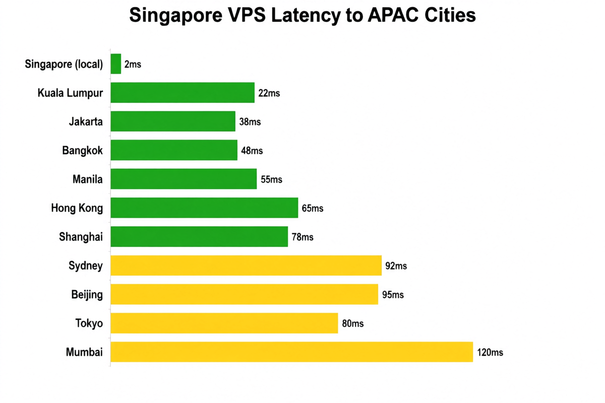 Singapore VPS latency test results to major APAC cities 2026
